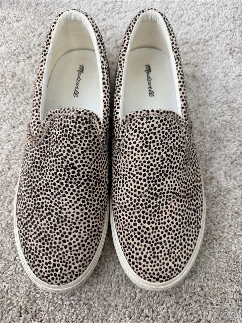 Madewell Beige Slip-On Sneakers with Black Spot Print